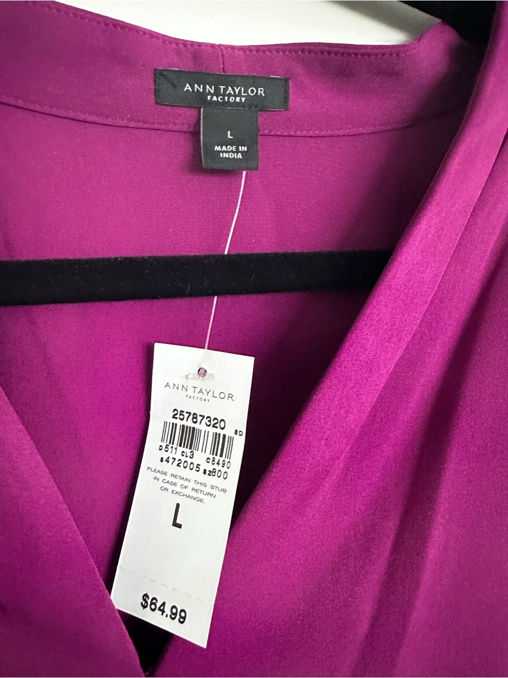 Ann Taylor Factory Vivid Fuchsia V-Neck Blouse